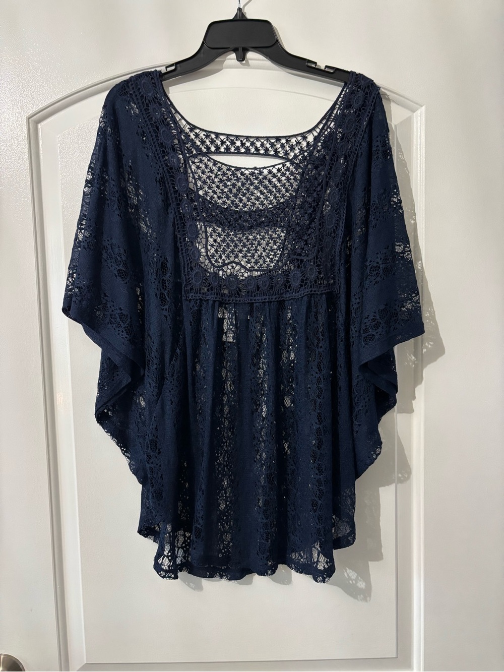 Shyanne Navy Crochet Lace Tunic Top